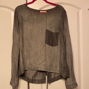 Cloth and stone grey long sleeve top with tie back